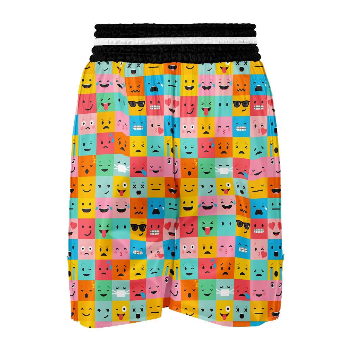 Emoji Pattern Print Boxing Shorts-grizzshop