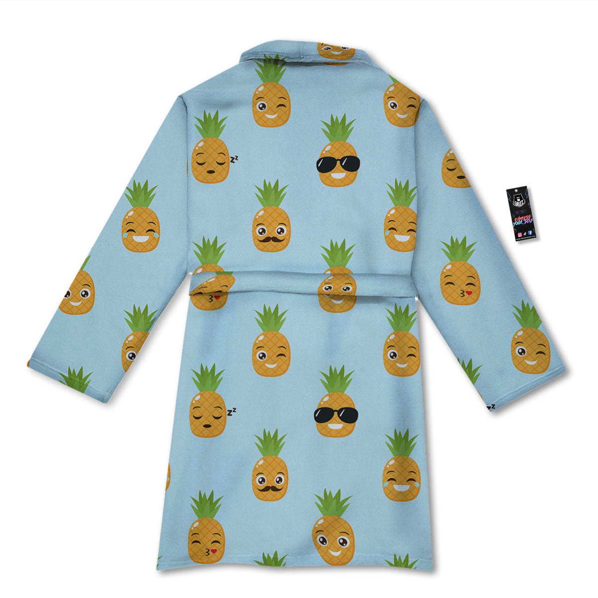 Emoji Pineapple Print Pattern Bathrobe-grizzshop