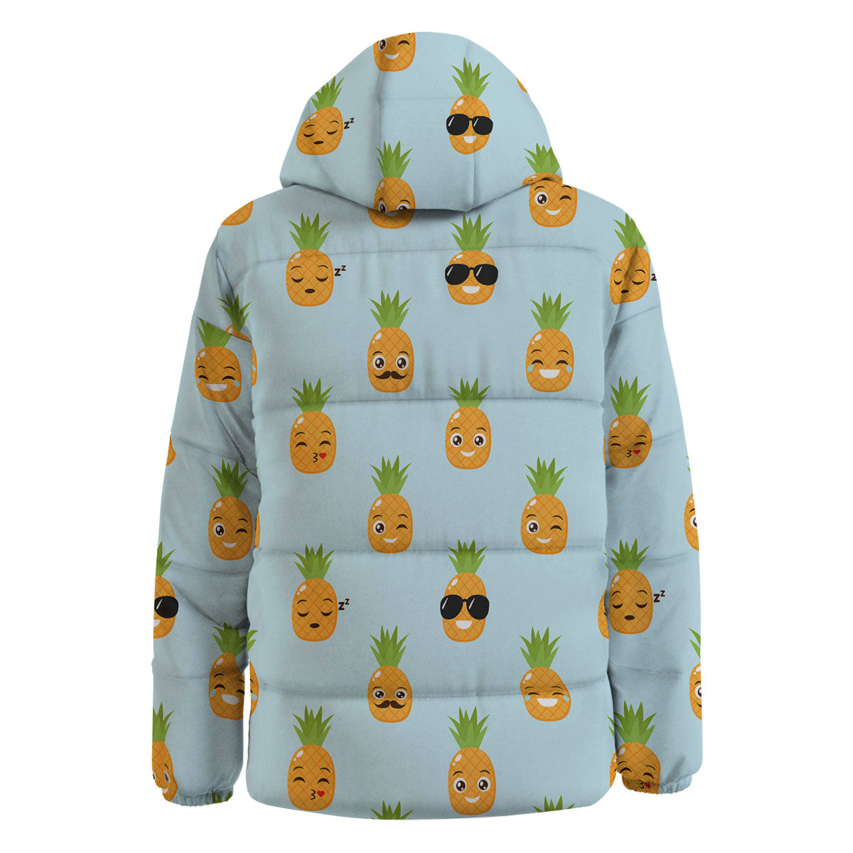 Emoji Pineapple Print Pattern Down Jacket-grizzshop