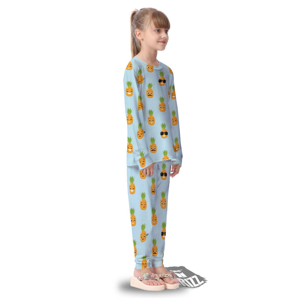 Emoji Pineapple Print Pattern Kid's Pajamas-grizzshop