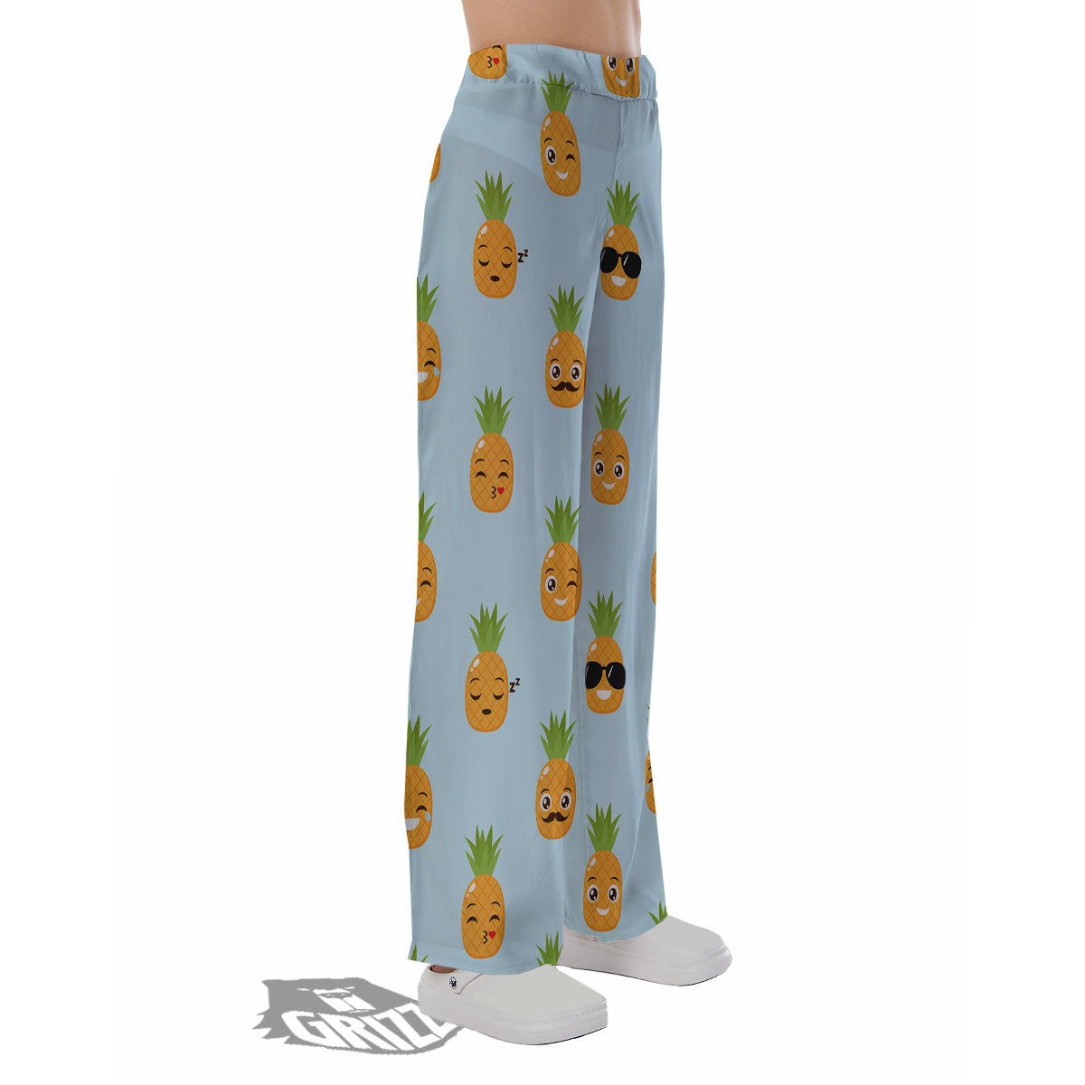 Emoji Pineapple Print Pattern Pajama Pants-grizzshop