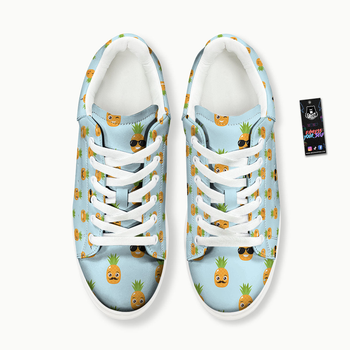 Emoji Pineapple Print Pattern Platform Shoes-grizzshop