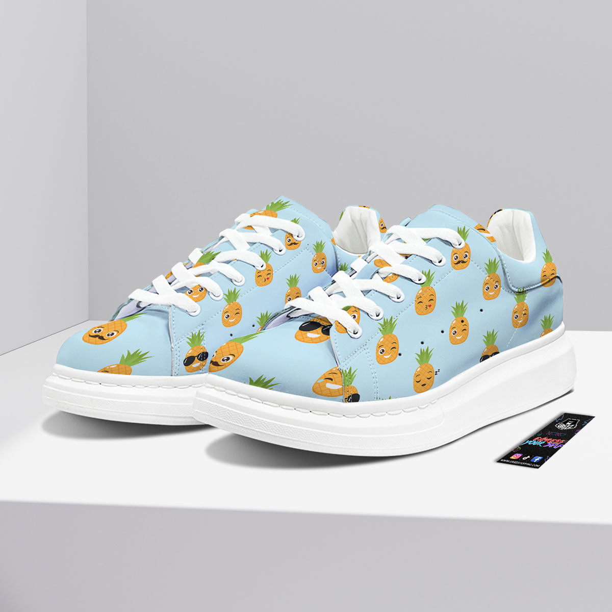 Emoji Pineapple Print Pattern Platform Shoes-grizzshop