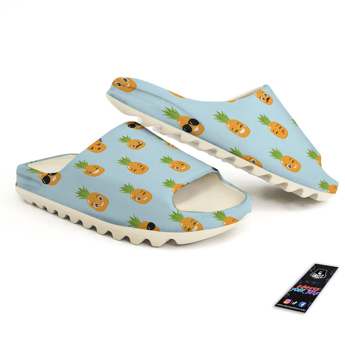 Emoji Pineapple Print Pattern Sandals-grizzshop