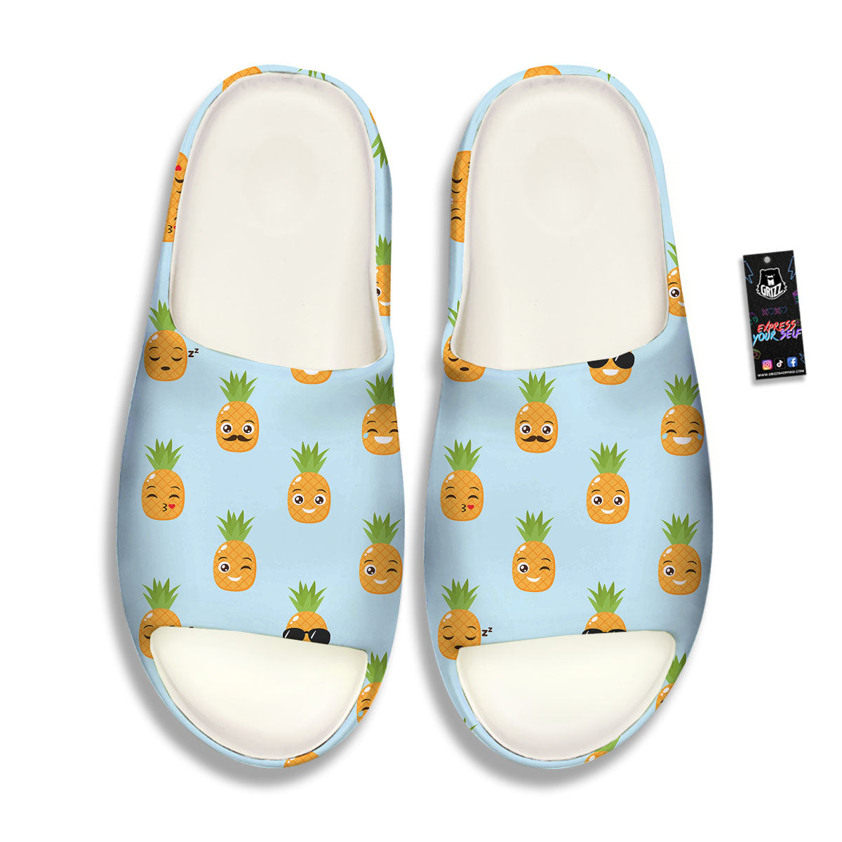 Emoji Pineapple Print Pattern Sandals-grizzshop