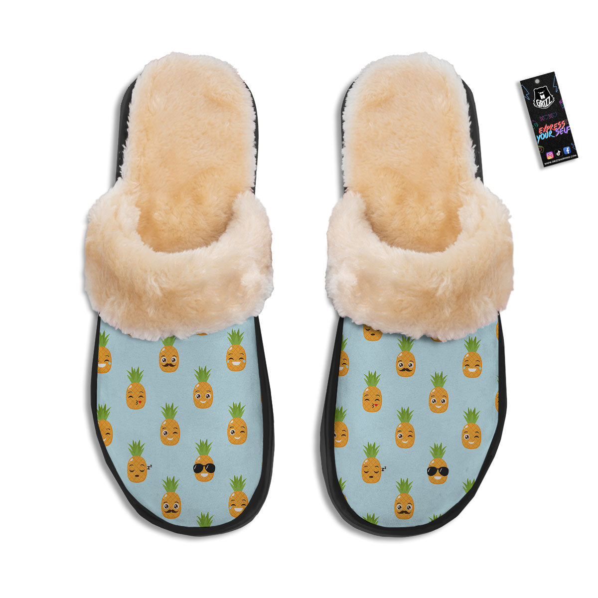 Emoji Pineapple Print Pattern Slippers-grizzshop