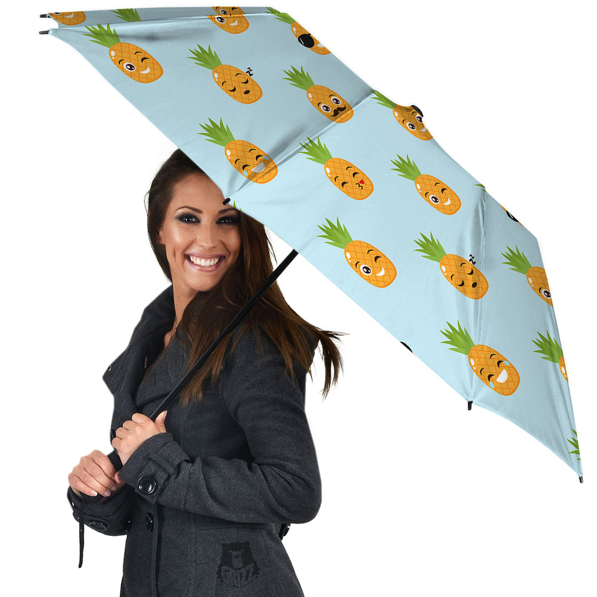 Emoji Pineapple Print Pattern Umbrella-grizzshop