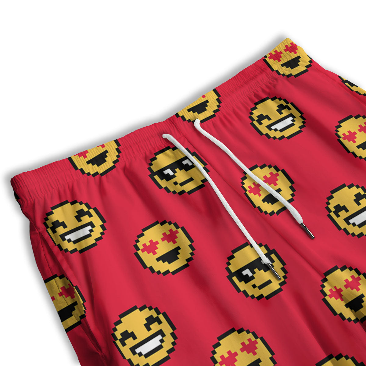 Emoji Pixel Print Pattern Men's Athletic Shorts