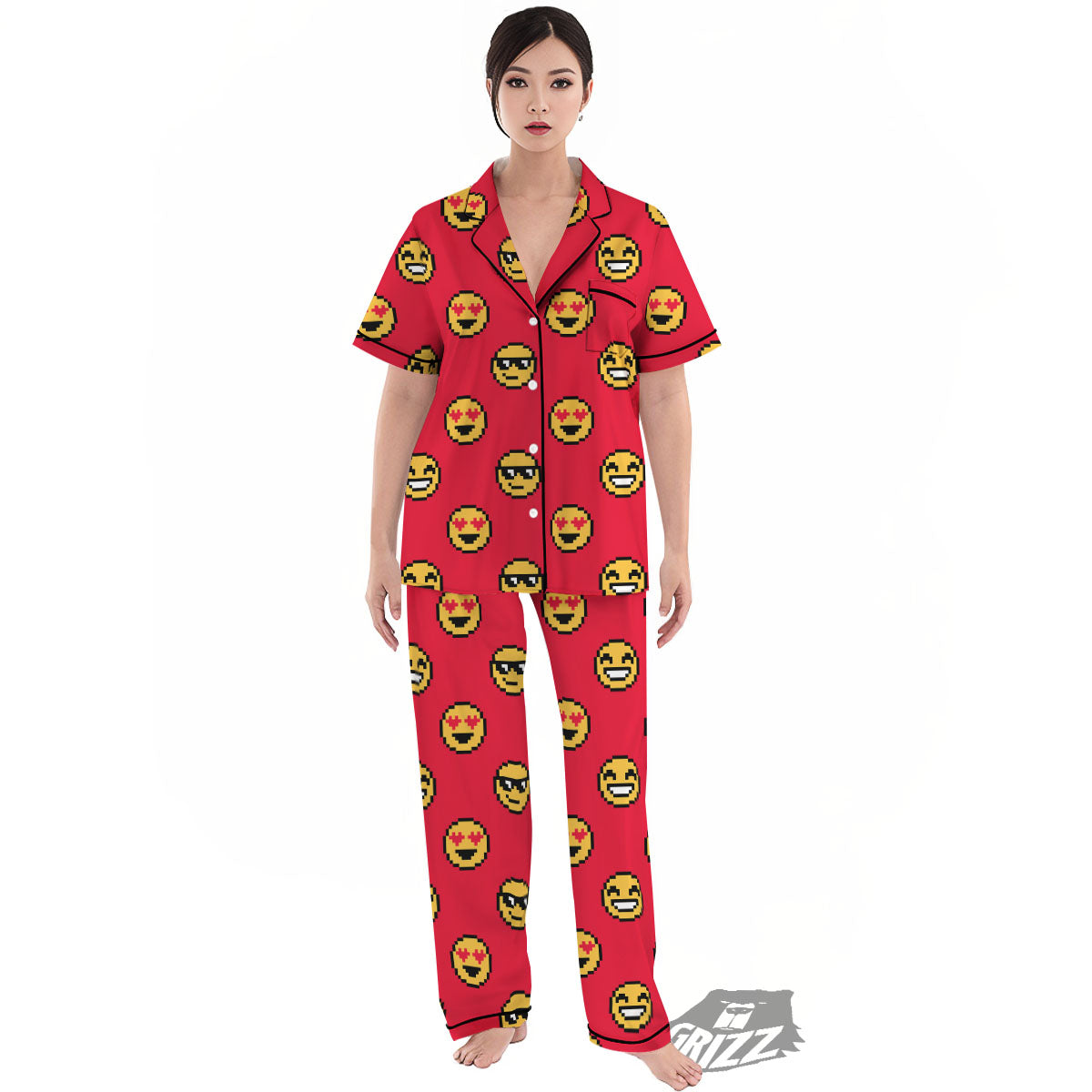 Three Emoji Printed Women's PJ Sets main image 0