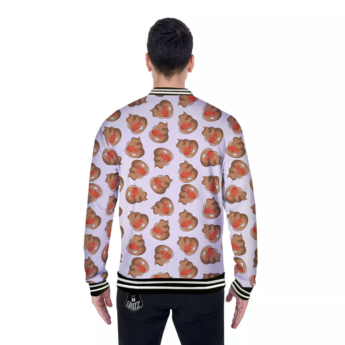 Emoji Poop Print Pattern Baseball Jacket-grizzshop