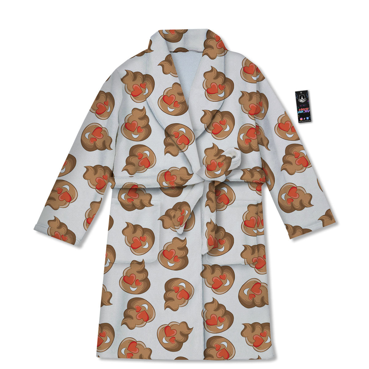 Emoji Poop Print Pattern Bathrobe-grizzshop