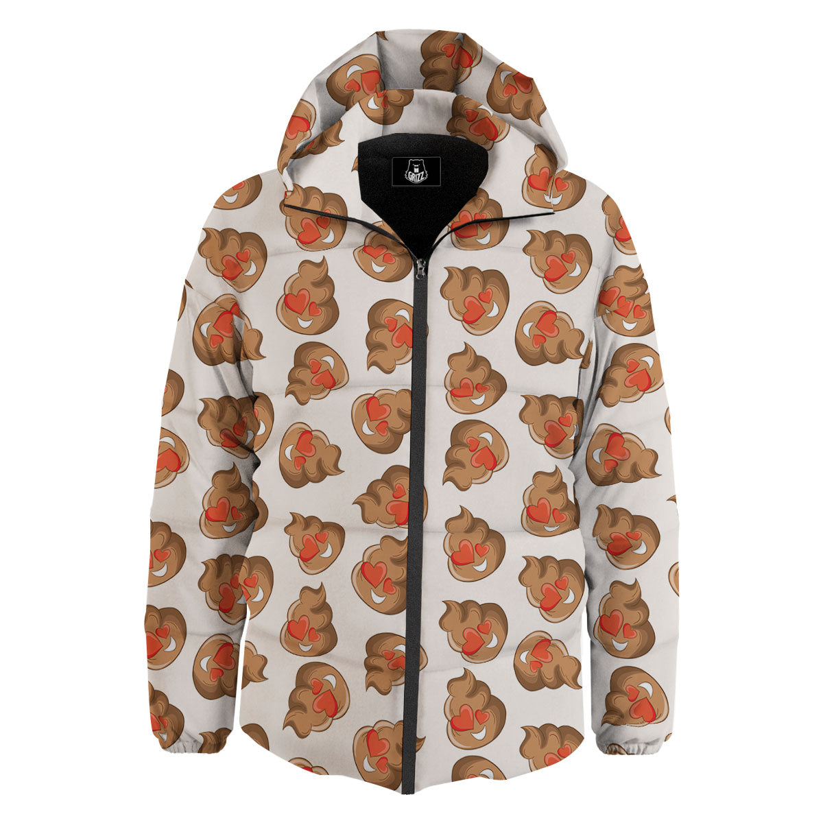 Emoji Poop Print Pattern Down Jacket-grizzshop