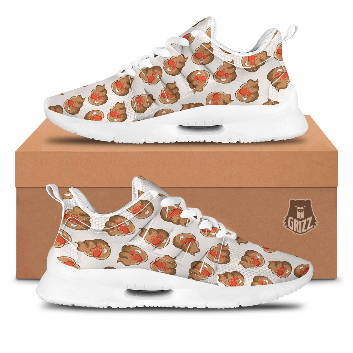 Emoji Poop Print Pattern Tennis Shoes-grizzshop