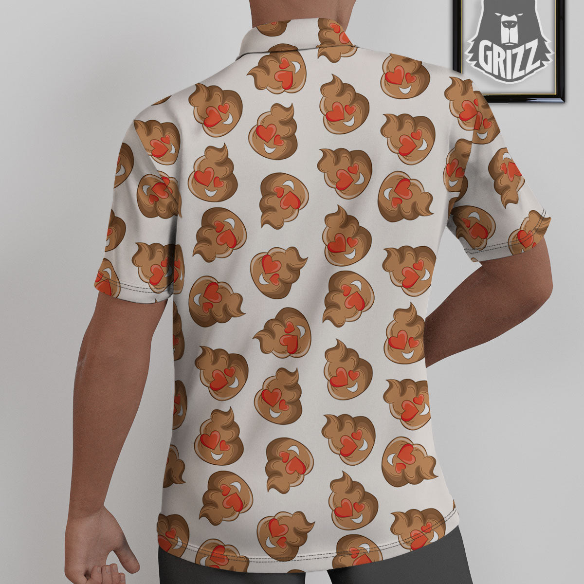 Emoji Poop Print Pattern Untucked Shirts-grizzshop