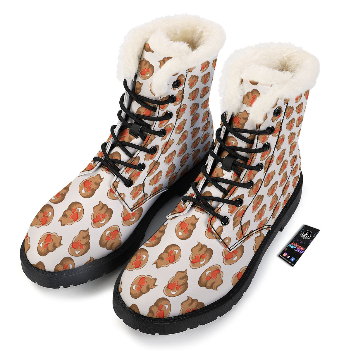 Emoji Poop Print Pattern Winter Boots-grizzshop