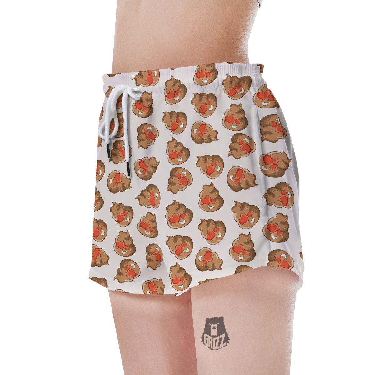 Emoji Poop Print Pattern Women's Shorts-grizzshop