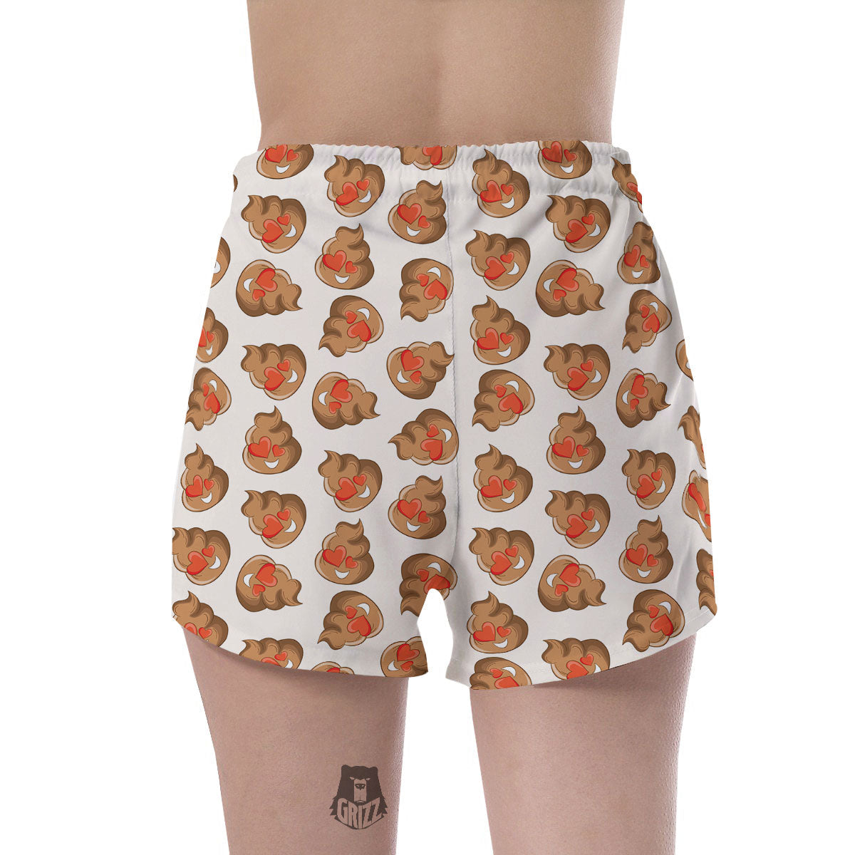 Emoji Poop Print Pattern Women's Shorts-grizzshop