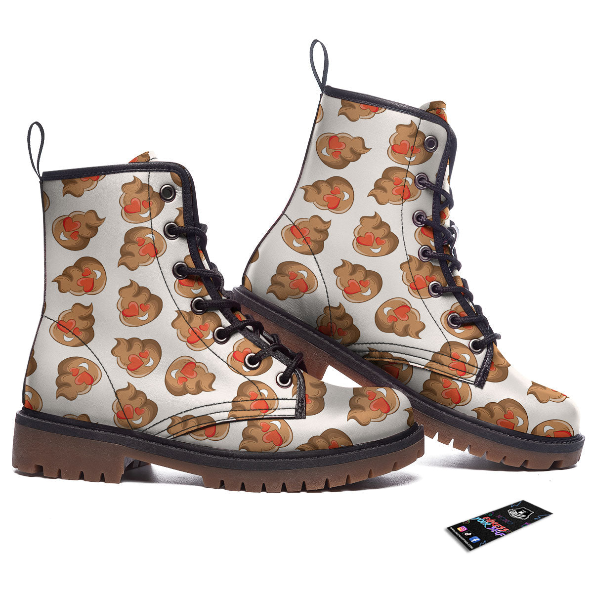 Emoji Poop Print Pattern Work Boots-grizzshop