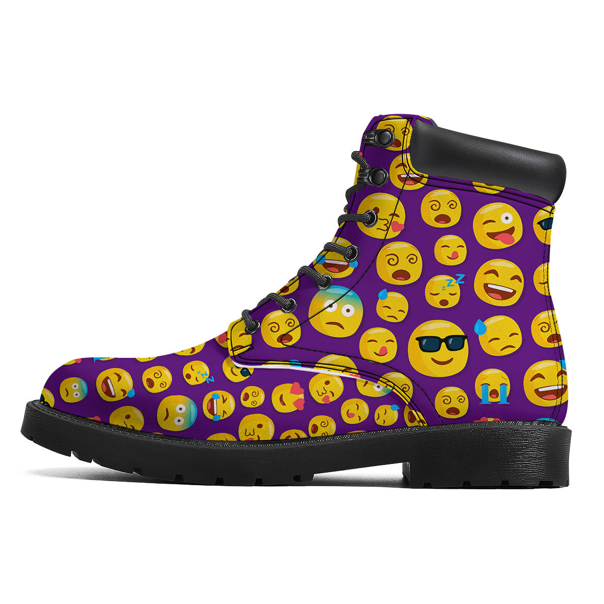 Emoji Purple Print Pattern Boots-grizzshop