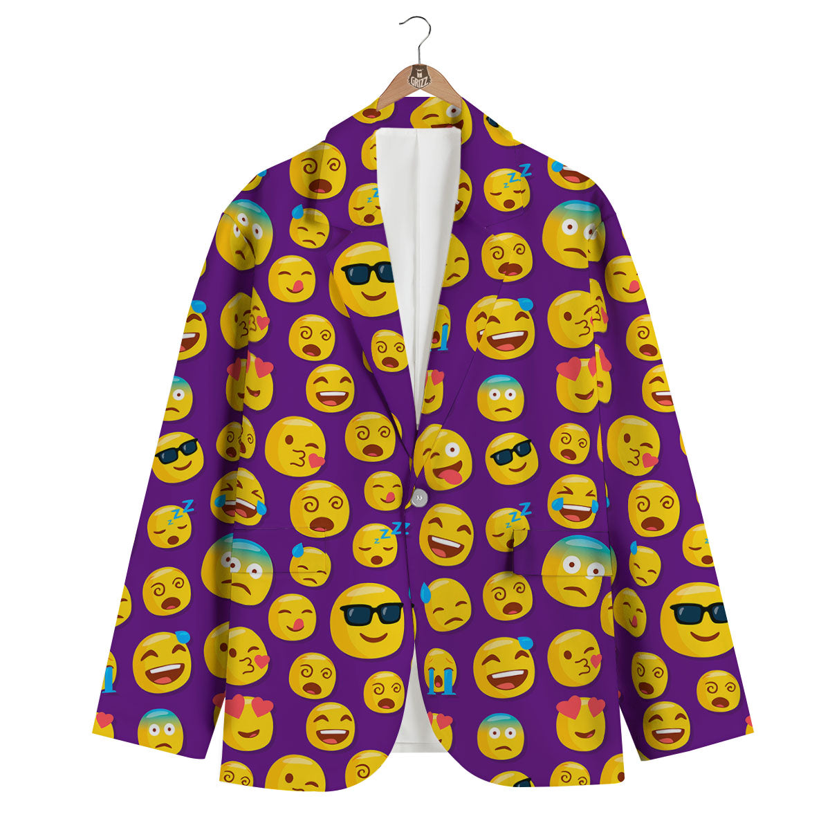 Emoji Purple Print Pattern Men's Blazer-grizzshop