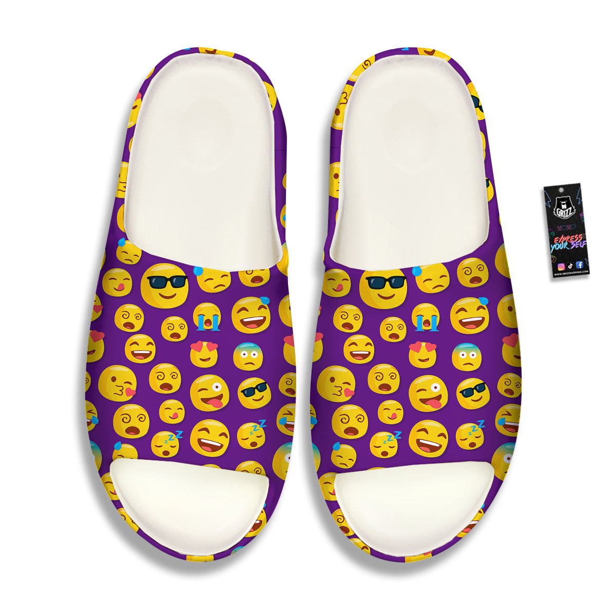 Emoji Purple Print Pattern Sandals-grizzshop
