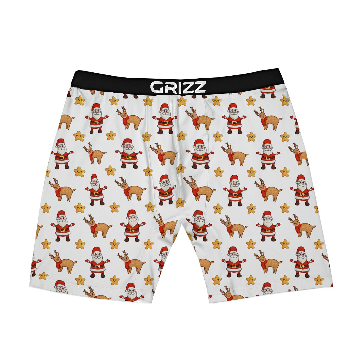 Emoji Reindeer And Santa Claus Print Pattern Boxer Briefs-grizzshop