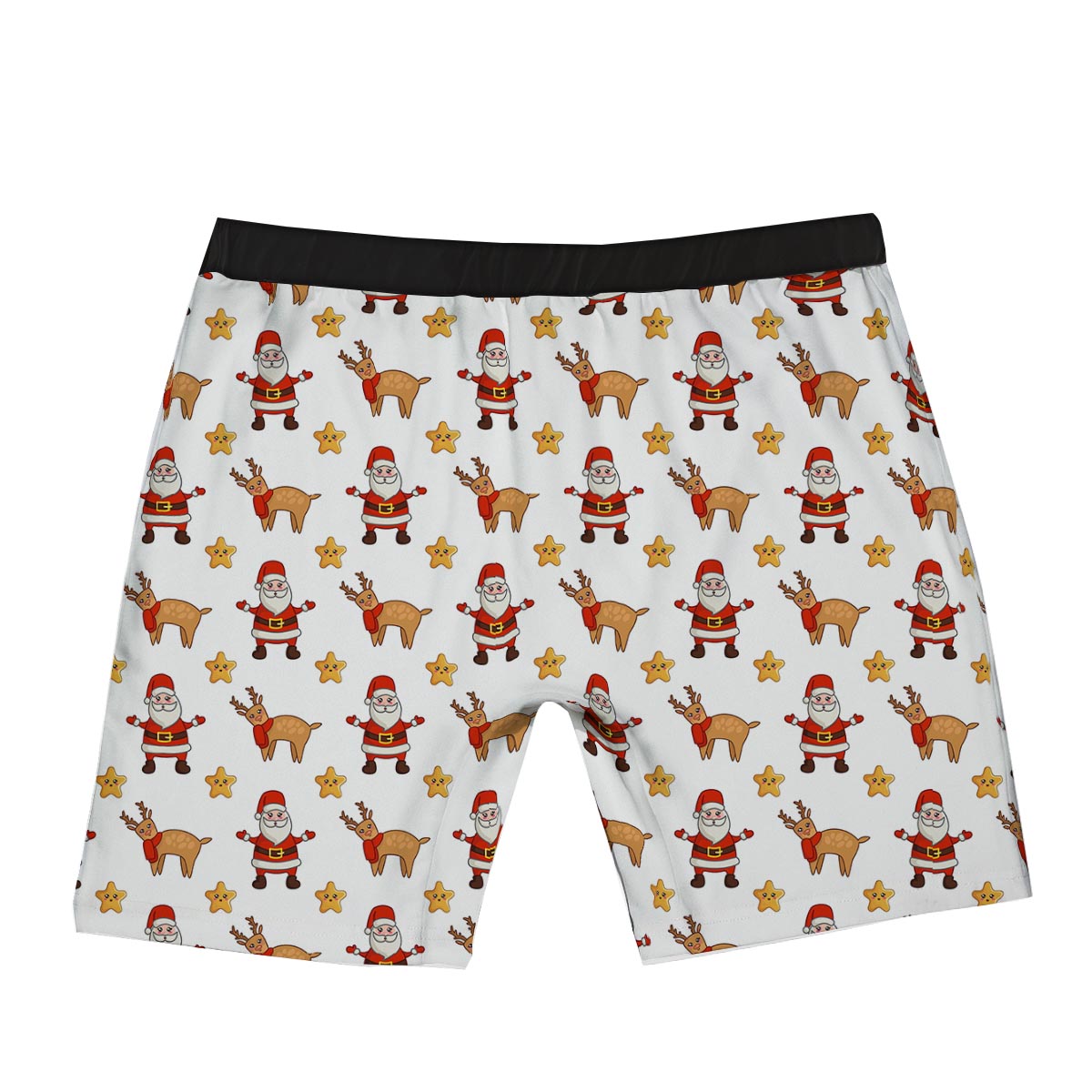 Emoji Reindeer And Santa Claus Print Pattern Boxer Briefs-grizzshop
