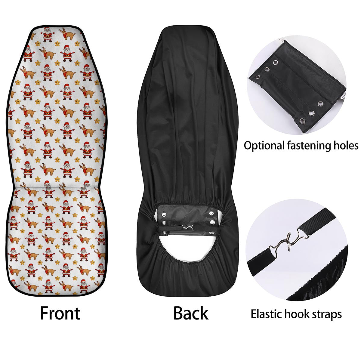 Emoji Reindeer And Santa Claus Print Pattern Car Seat Covers-grizzshop