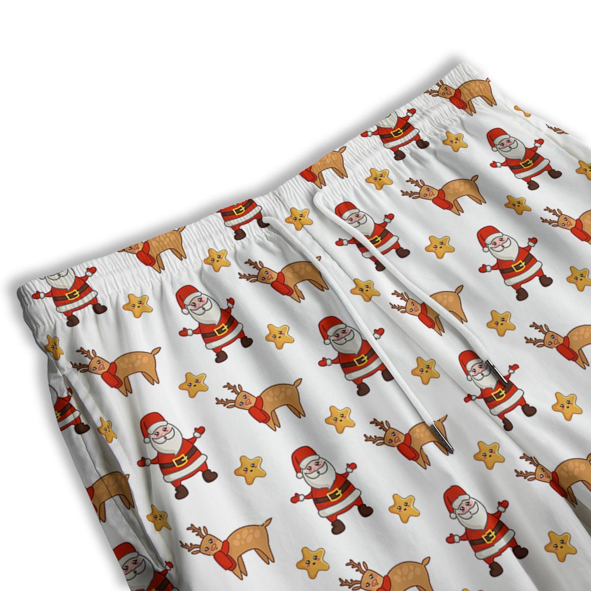 Emoji Reindeer And Santa Claus Print Pattern Men's Athletic Shorts