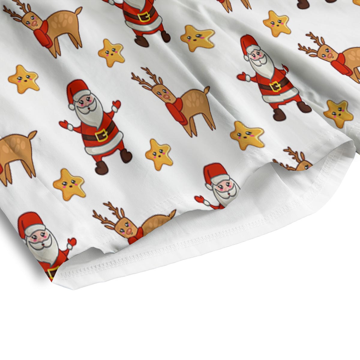 Emoji Reindeer And Santa Claus Print Pattern Men's Athletic Shorts