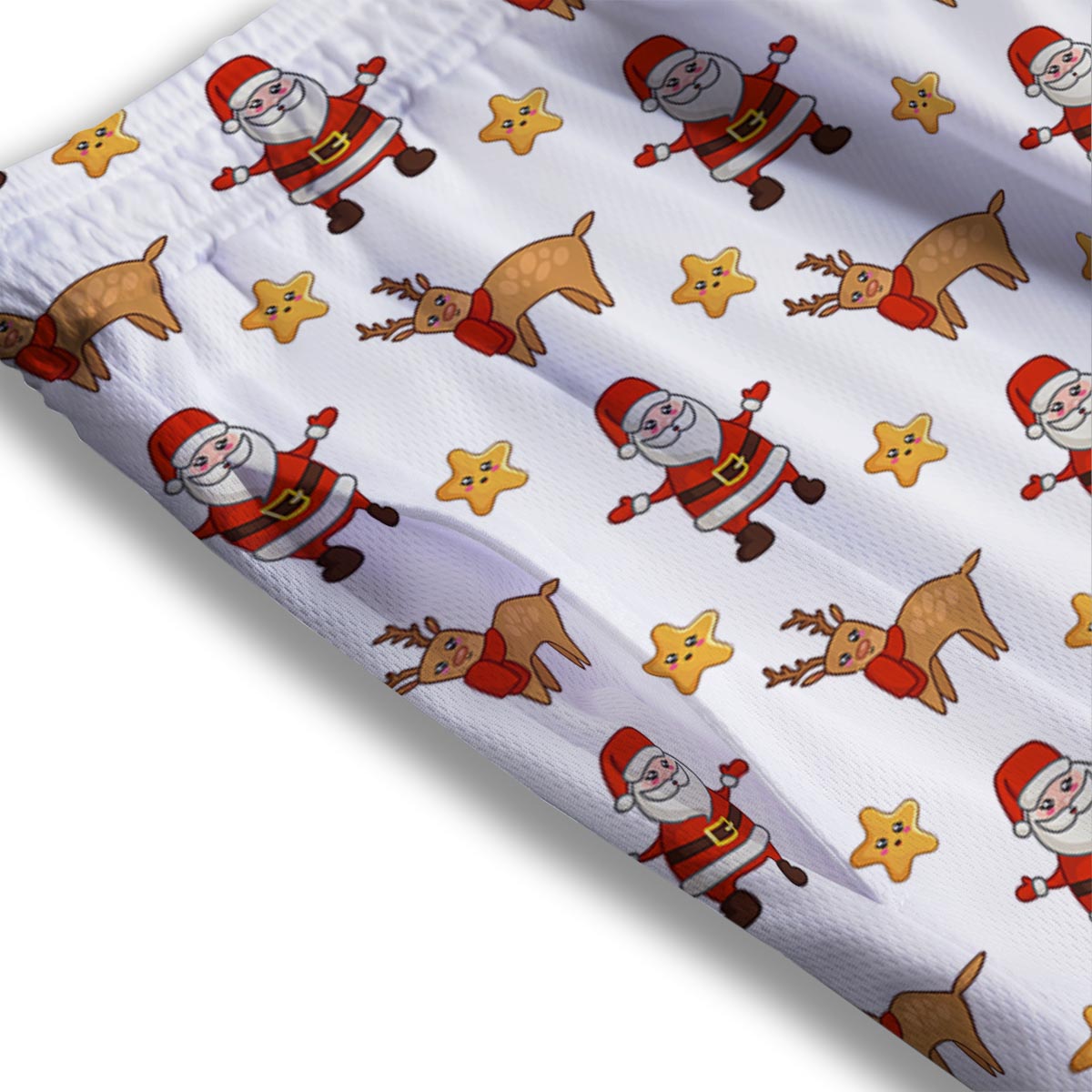 Emoji Reindeer And Santa Claus Print Pattern Mesh Shorts