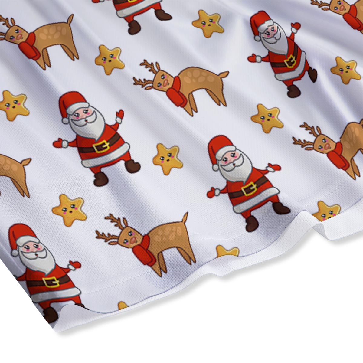 Emoji Reindeer And Santa Claus Print Pattern Mesh Shorts
