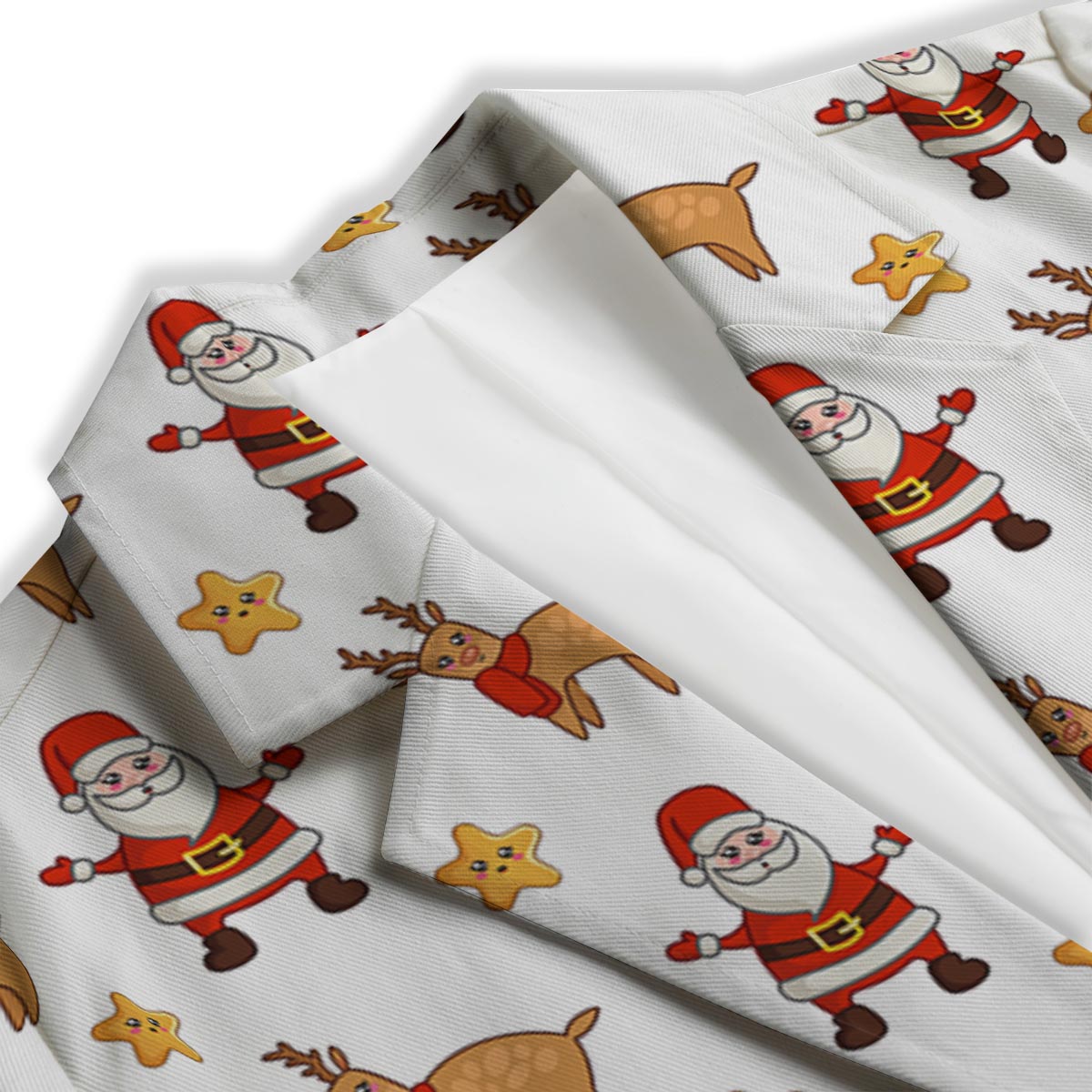 Emoji Reindeer And Santa Claus Print Pattern Women's Blazer-grizzshop