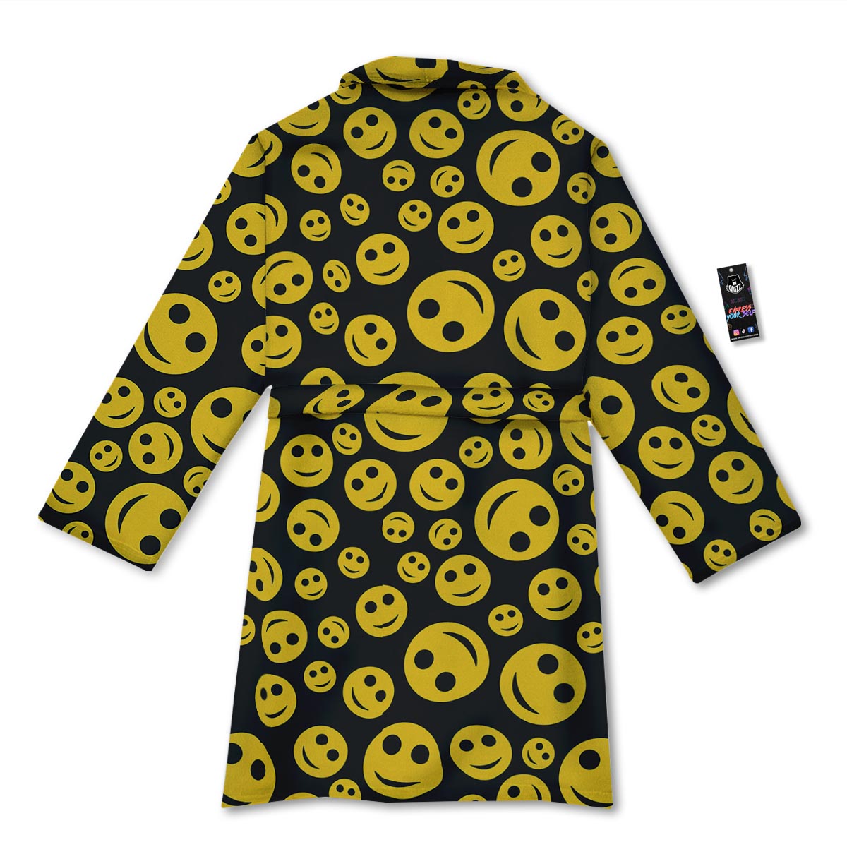 Emoji Smiley Faces Print Pattern Bathrobe-grizzshop