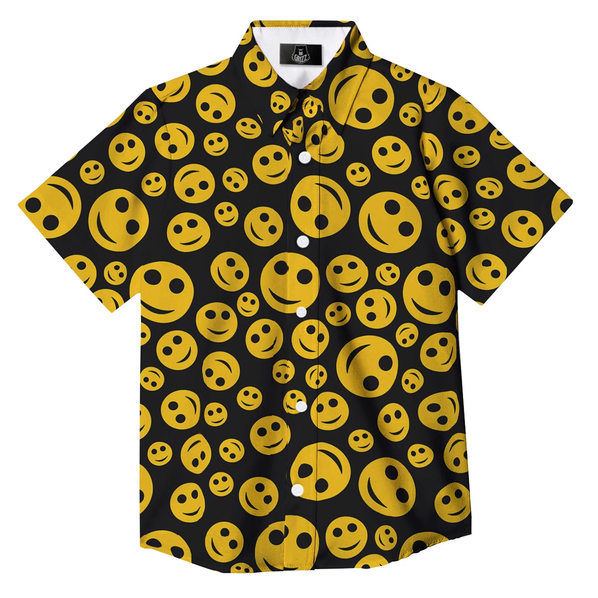 Emoji Smiley Faces Print Pattern Button Up Shirt-grizzshop