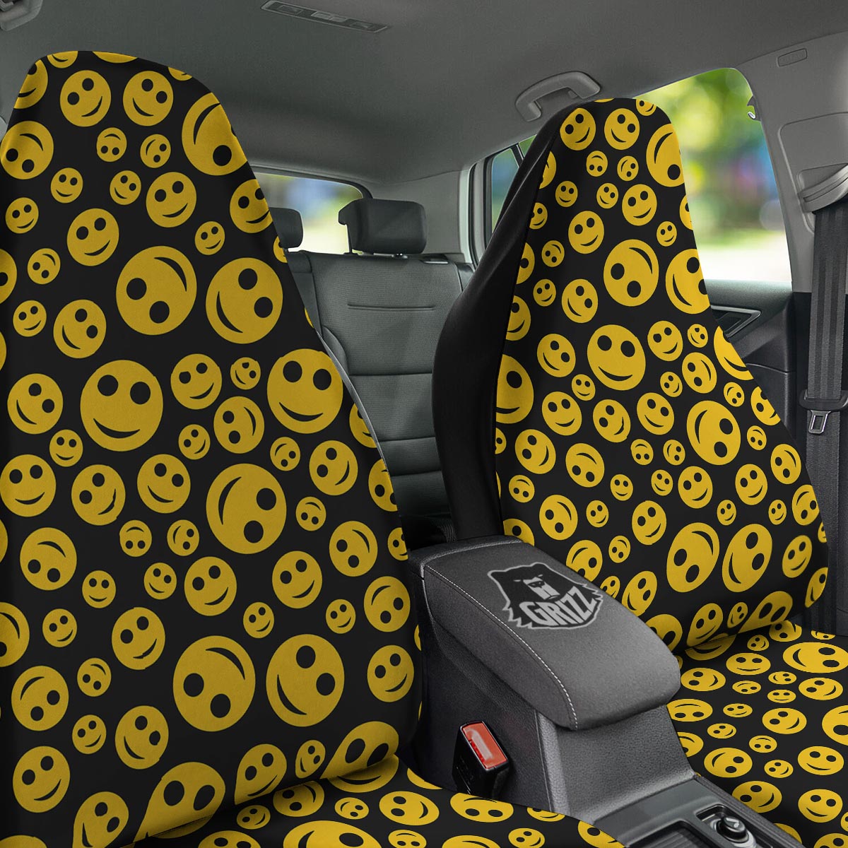 Emoji Smiley Faces Print Pattern Car Seat Covers-grizzshop