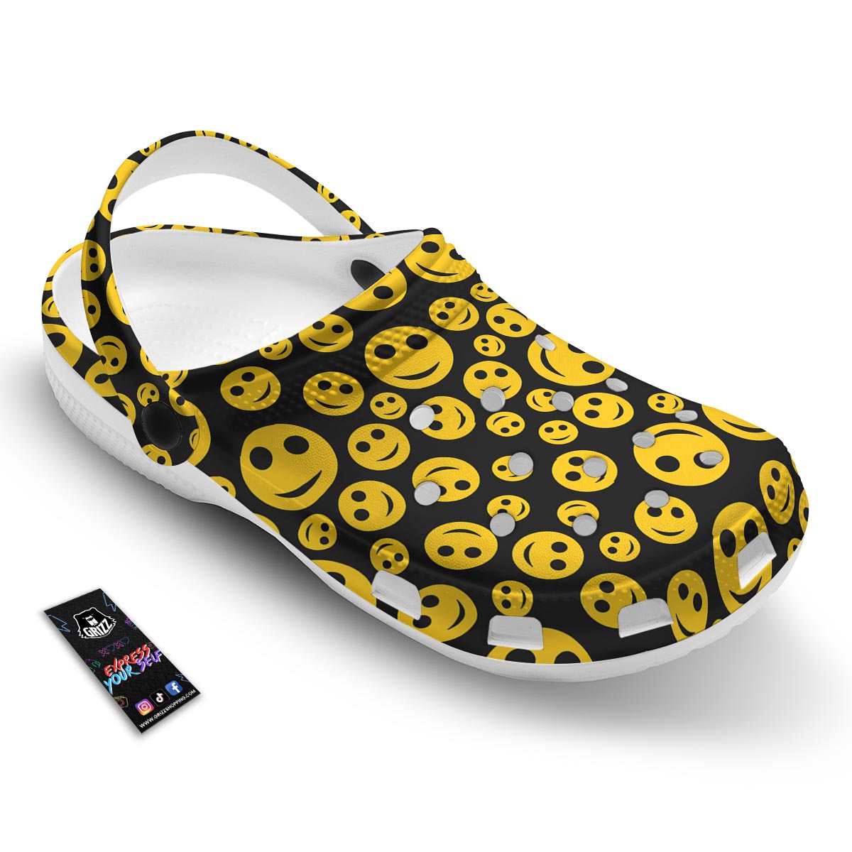 Emoji Smiley Faces Print Pattern Clog-grizzshop