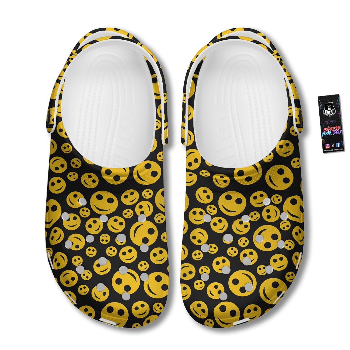 Emoji Smiley Faces Print Pattern Clog-grizzshop