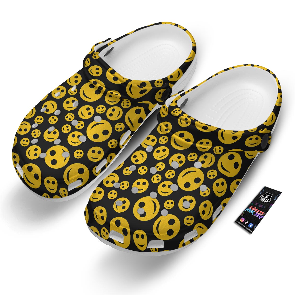 Emoji Smiley Faces Print Pattern Clog-grizzshop