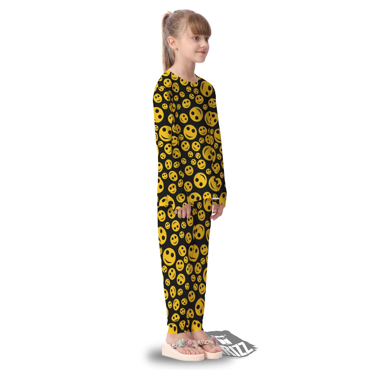 Emoji Smiley Faces Print Pattern Kid's Pajamas-grizzshop