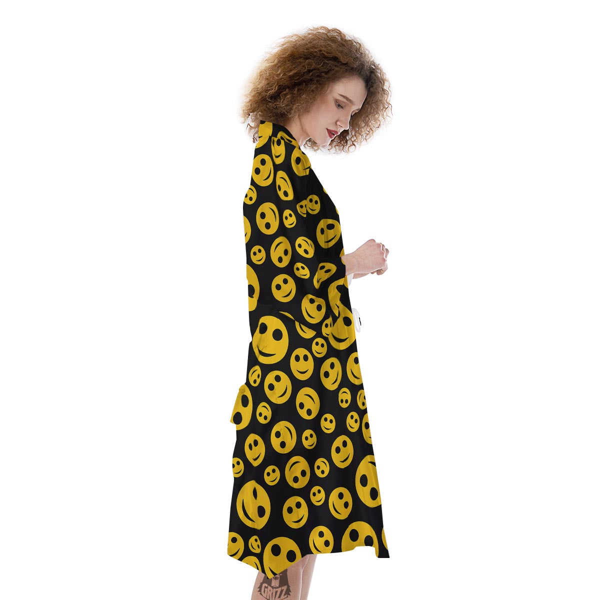 Emoji Smiley Faces Print Pattern Kimono-grizzshop