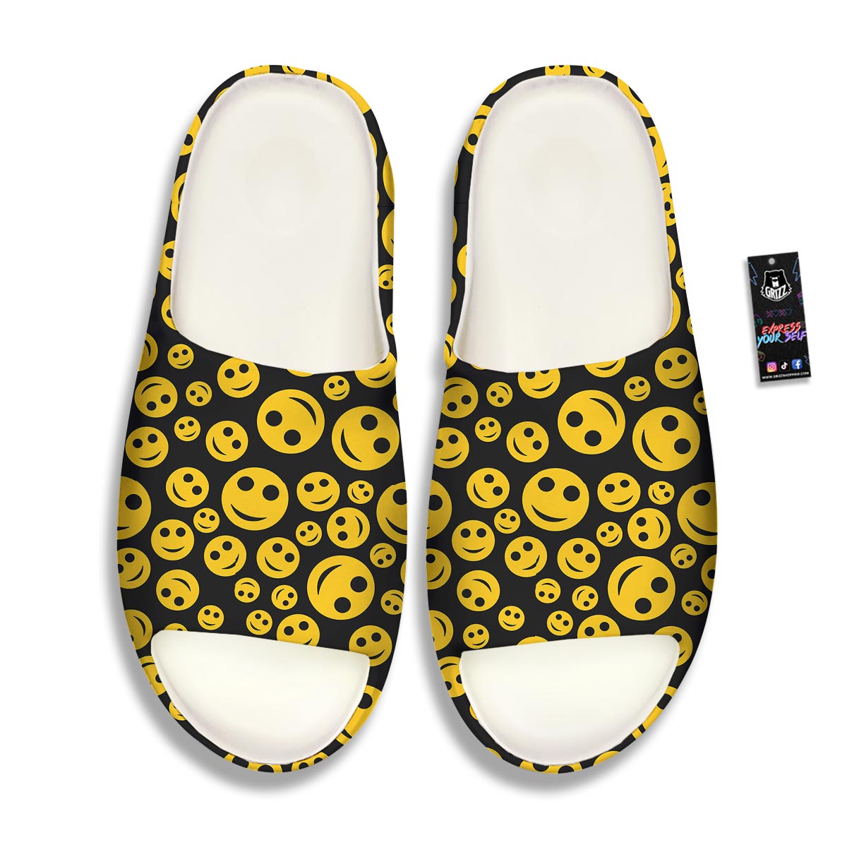 Emoji Smiley Faces Print Pattern Sandals-grizzshop