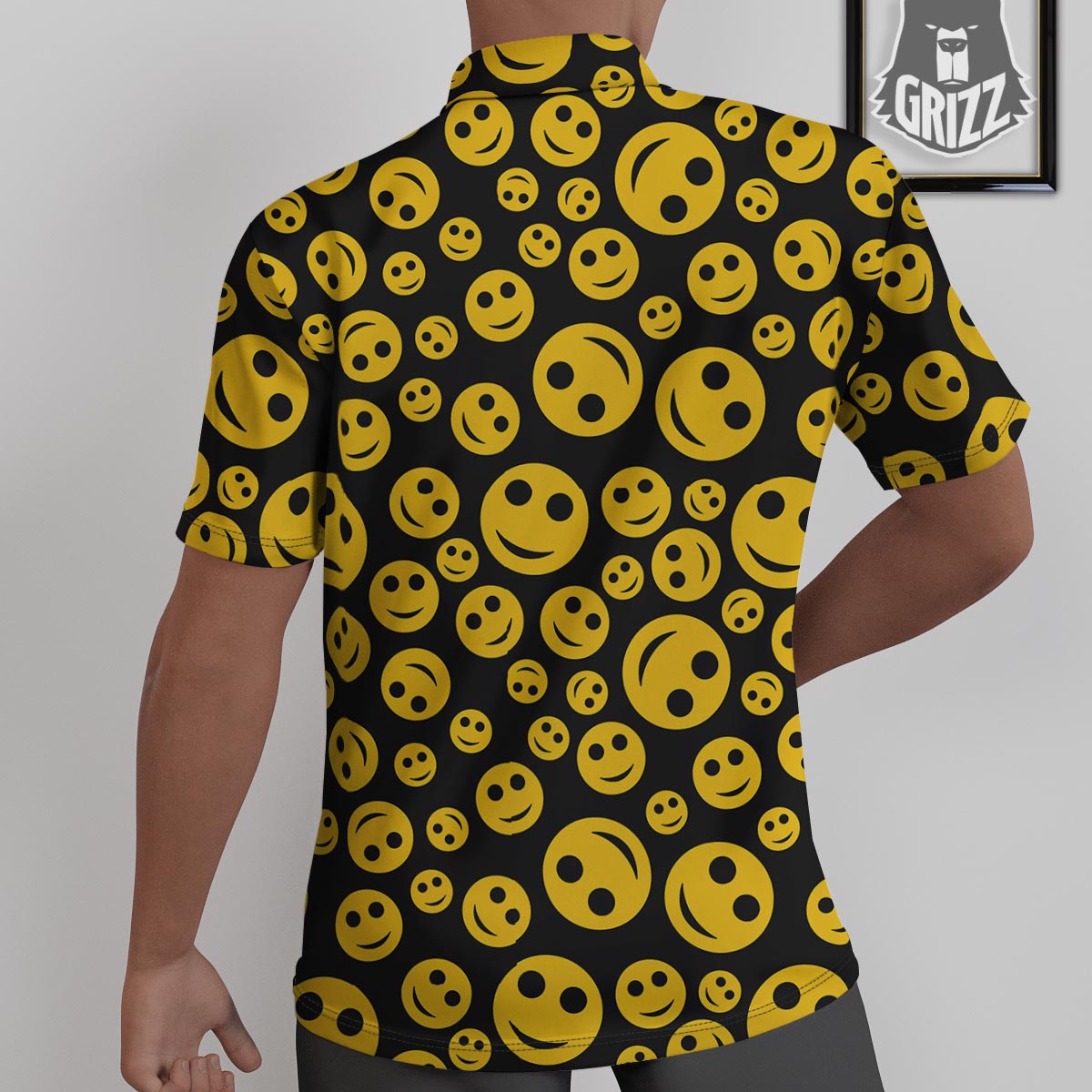 Emoji Smiley Faces Print Pattern Untucked Shirts-grizzshop