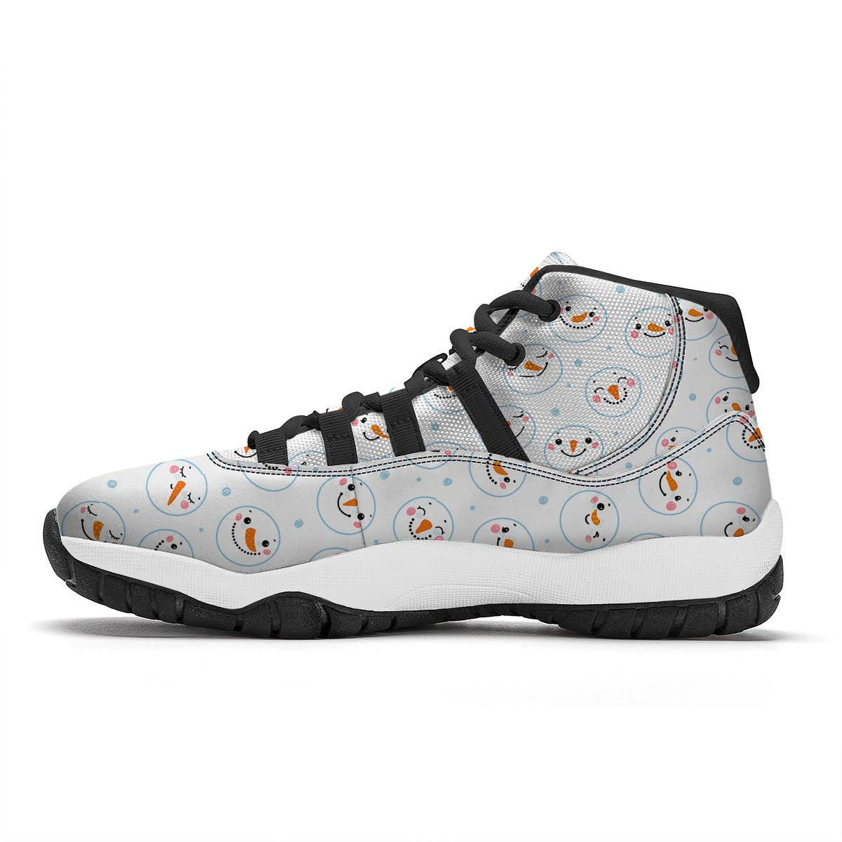 Emoji Snowman Print Pattern Black Bball Shoes-grizzshop