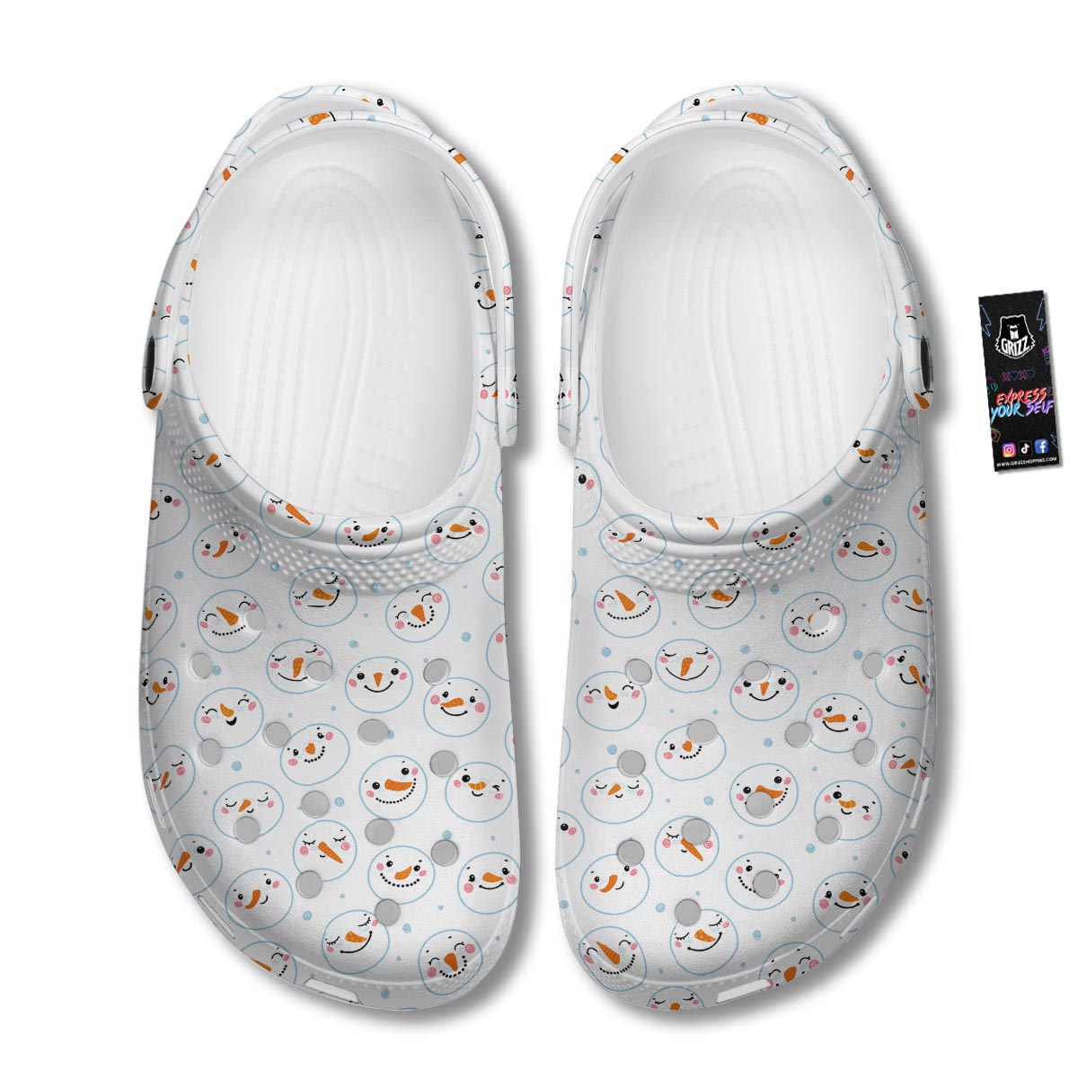 Emoji Snowman Print Pattern Clog-grizzshop
