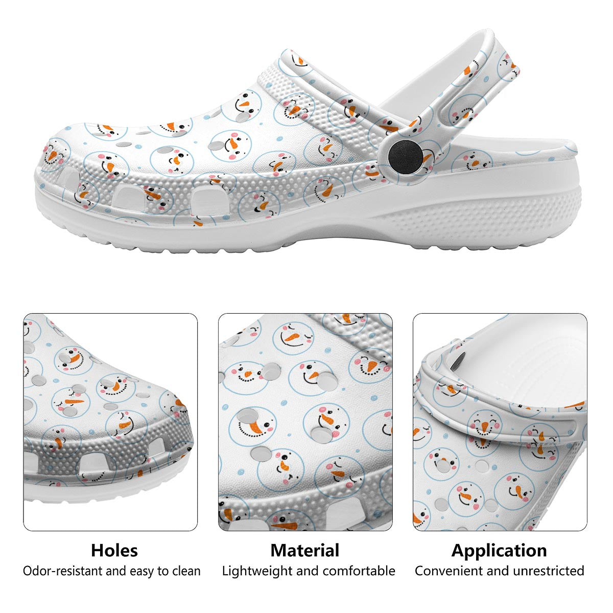 Emoji Snowman Print Pattern Clog-grizzshop