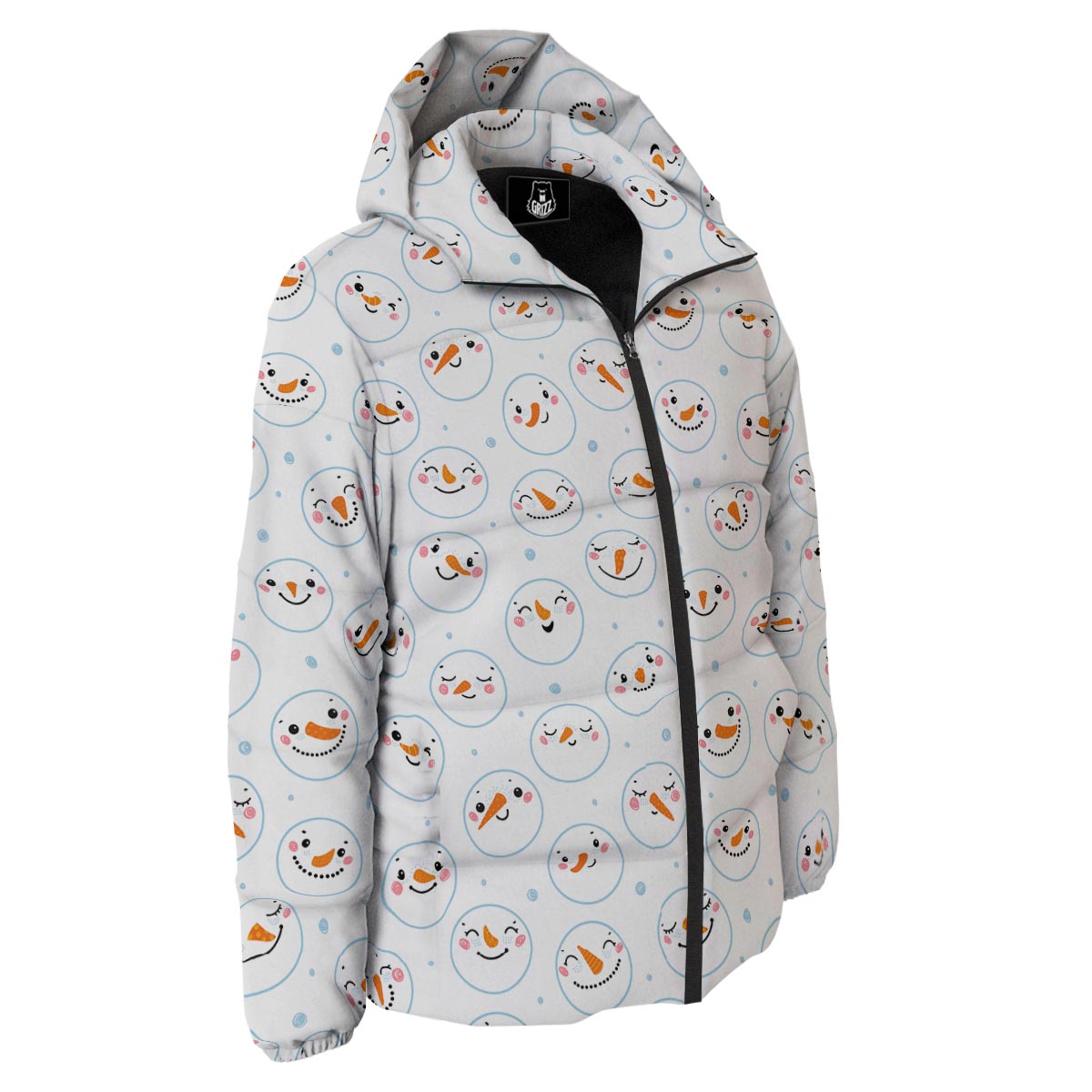 Emoji Snowman Print Pattern Down Jacket-grizzshop