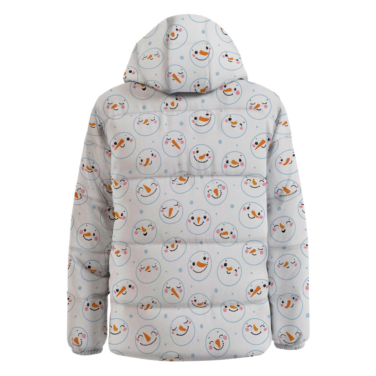 Emoji Snowman Print Pattern Down Jacket-grizzshop