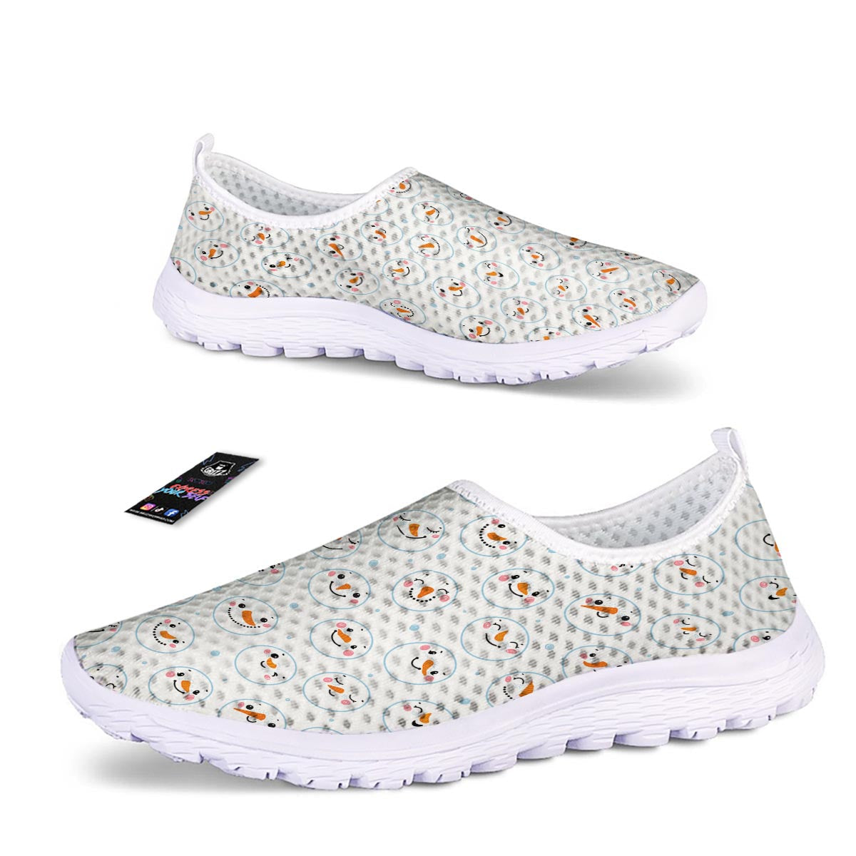 Emoji Snowman Print Pattern Nurse Shoes-grizzshop