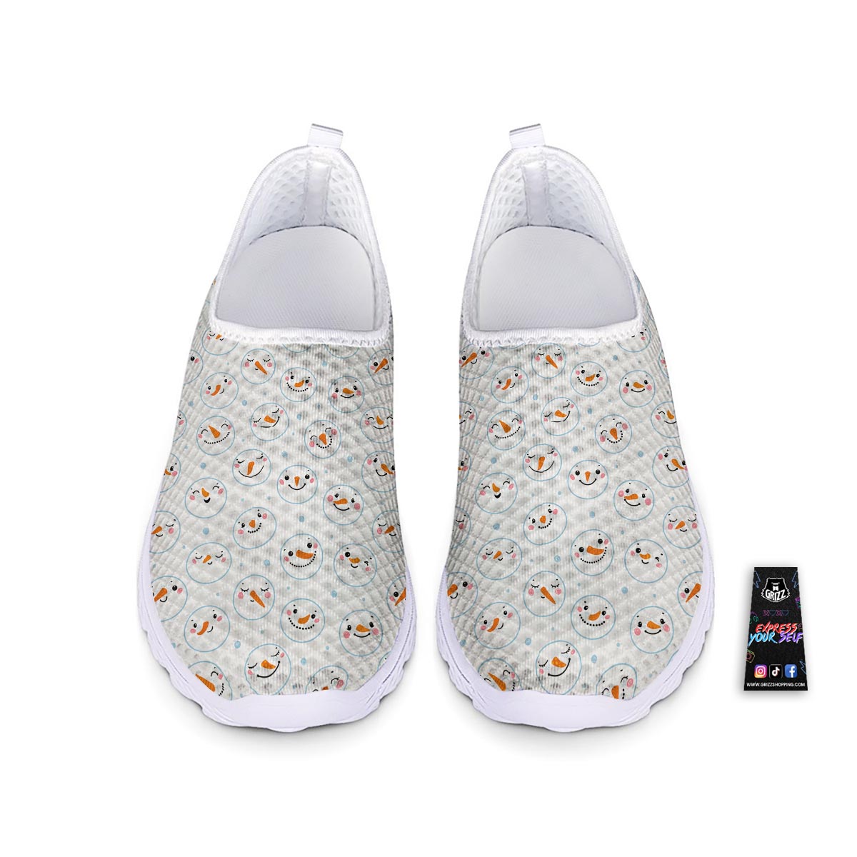 Emoji Snowman Print Pattern Nurse Shoes-grizzshop